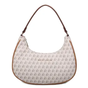 RoccoBarocco 11111 Monogram Hobo Bag Large Borsa a Spalla Donna in Ecopelle White