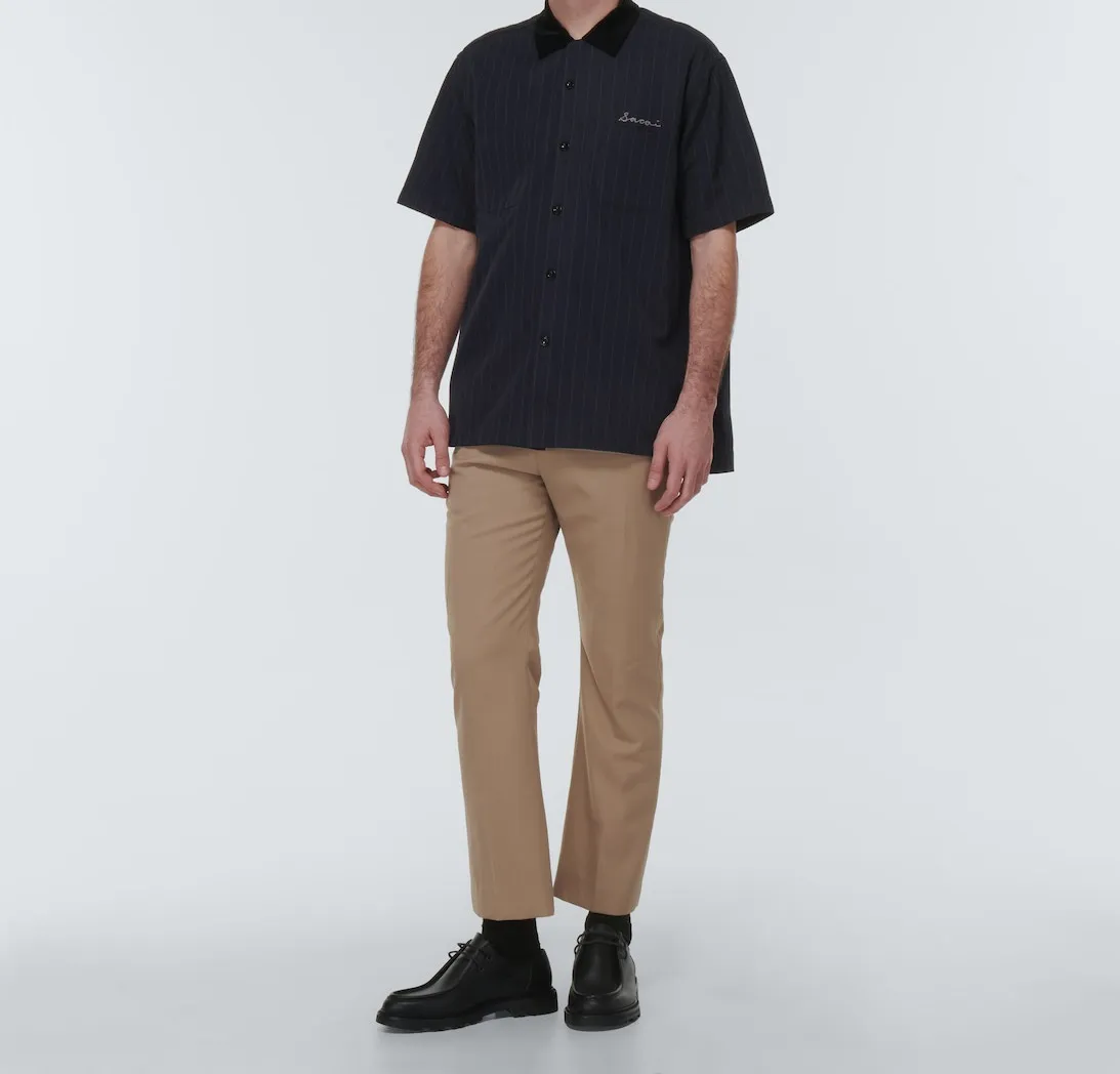 sacai  |Cotton Short Sleeves Oversized Logo Designers Shirts