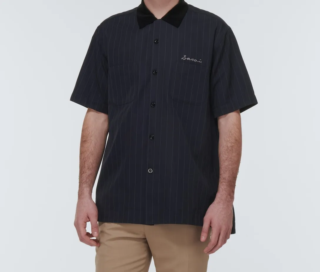 sacai  |Cotton Short Sleeves Oversized Logo Designers Shirts