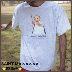 Saint Mxxxxxx  |Unisex Street Style Plain Cotton Short Sleeves Oversized