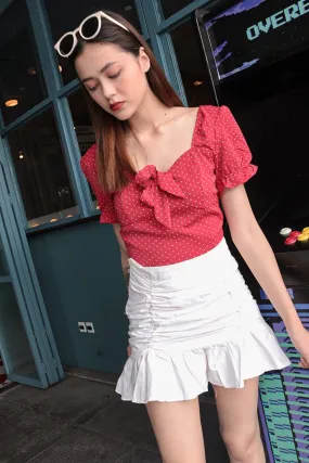 SANTA BOW DOTTY TOP (RED)