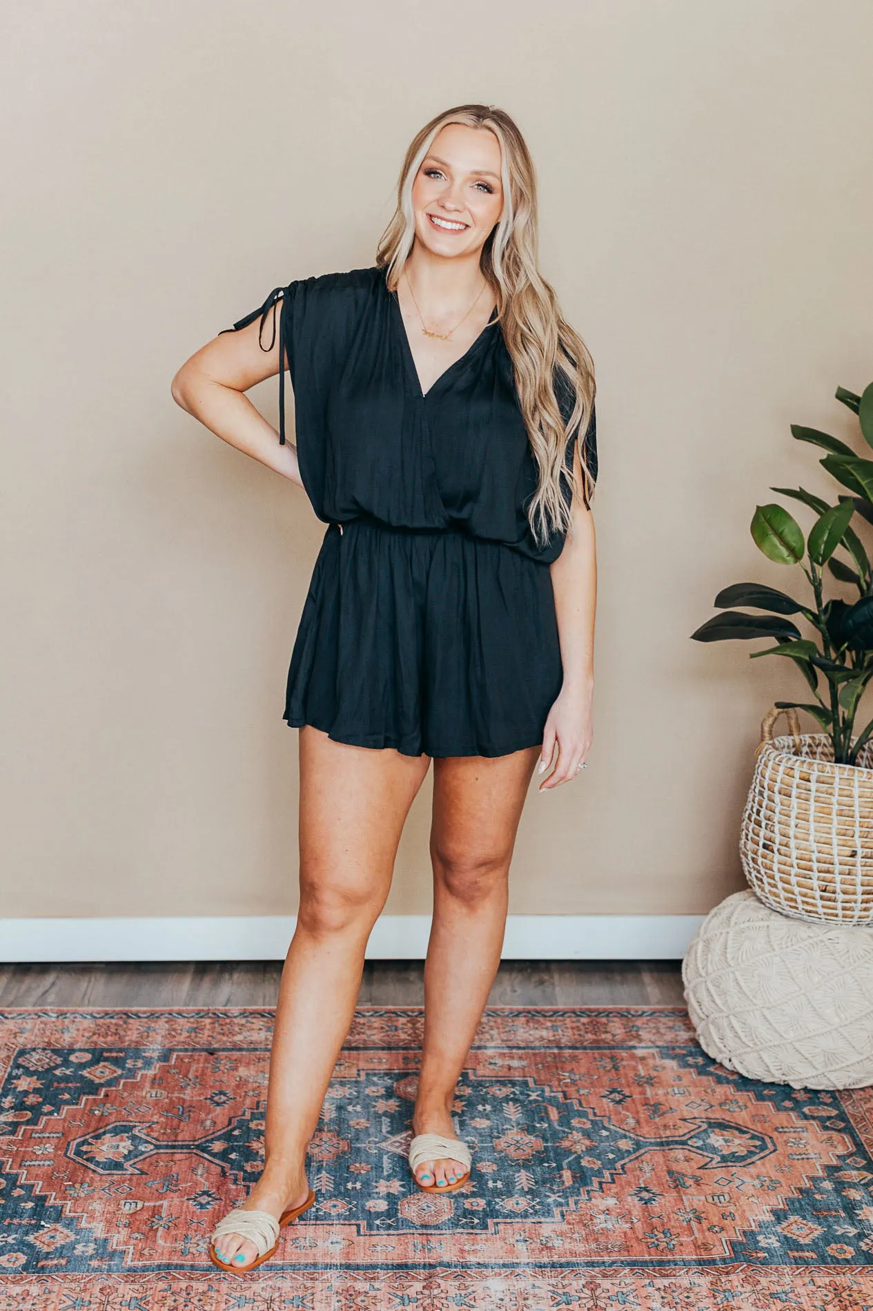 Satin Surplice Romper