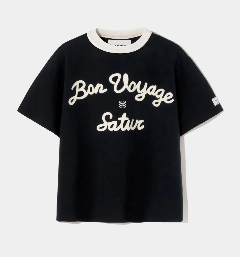 SATUR  |Unisex Street Style Plain Short Sleeves Oversized Logo