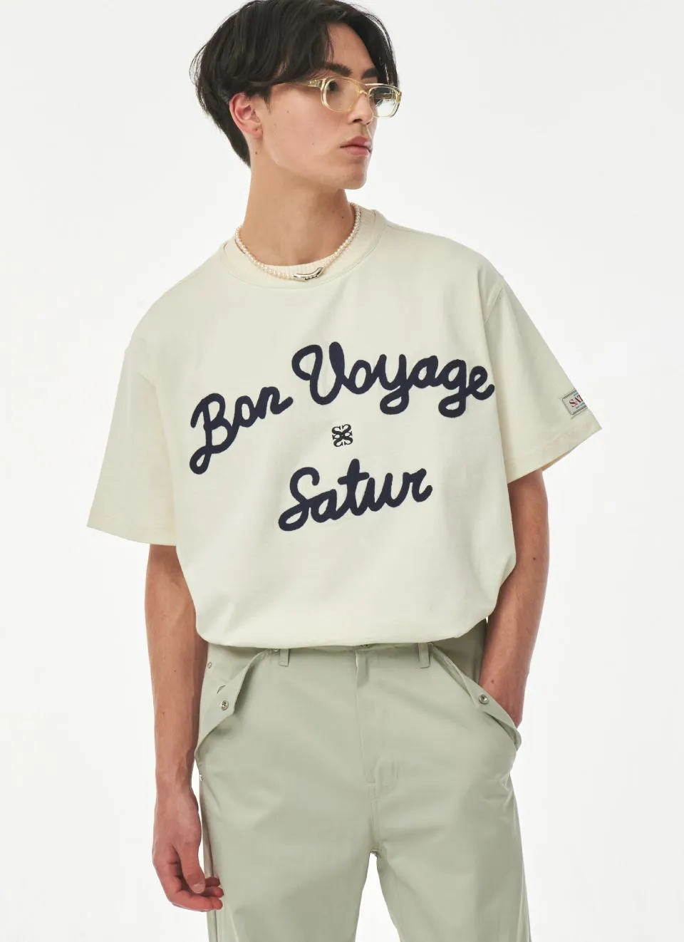 SATUR  |Unisex Street Style Plain Short Sleeves Oversized Logo