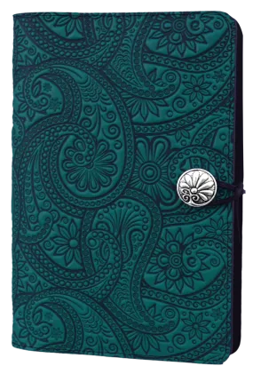 Small Leather Journal -  Paisley in Teal