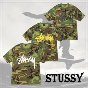 STUSSY  |Crew Neck Camouflage Unisex Street Style Cotton