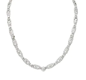 Substantial Art Deco 22.84 CTW Old European & Baguette Cut Diamond Platinum Convertible Infinity Necklace Bracelet Set