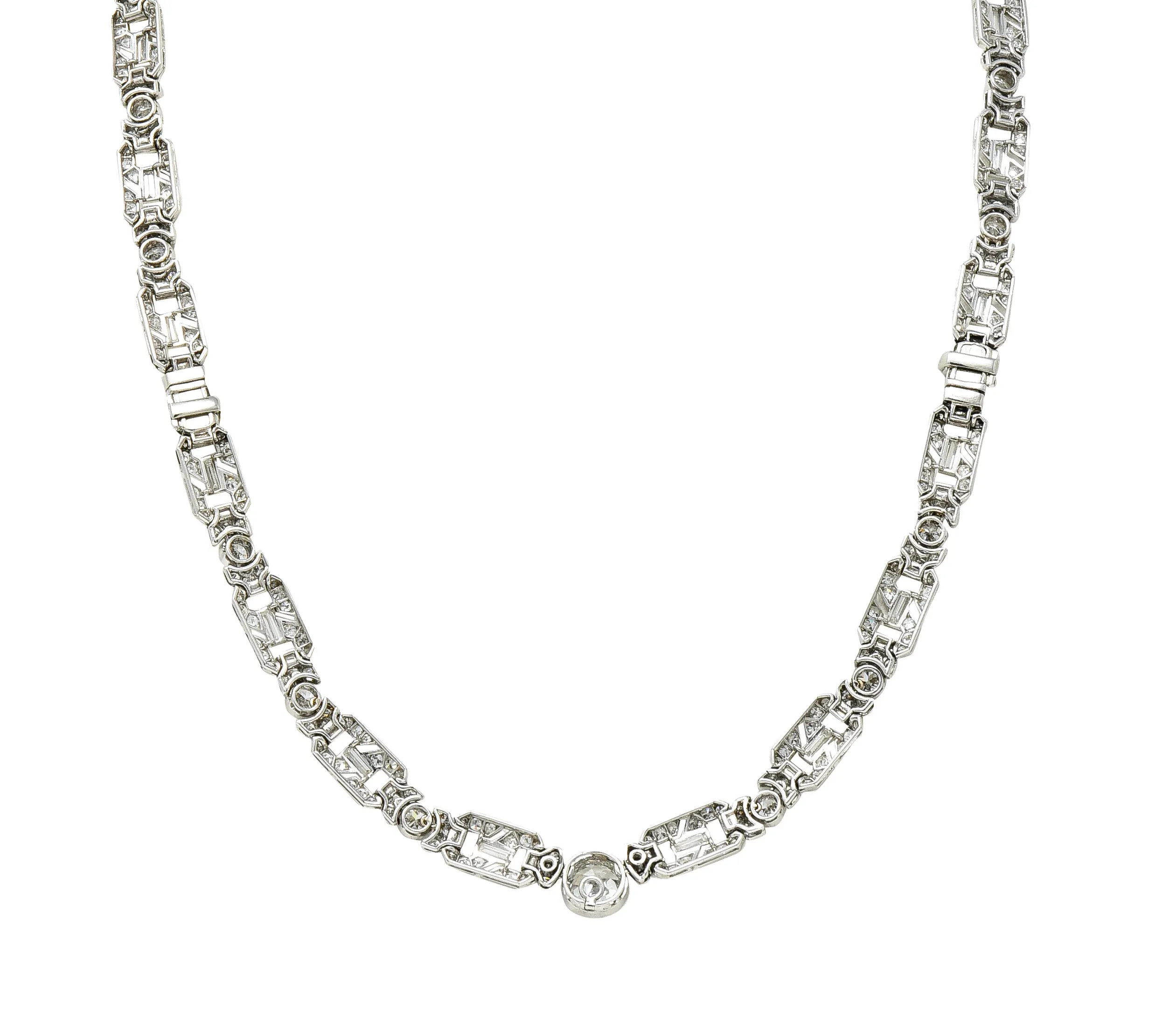 Substantial Art Deco 22.84 CTW Old European & Baguette Cut Diamond Platinum Convertible Infinity Necklace Bracelet Set