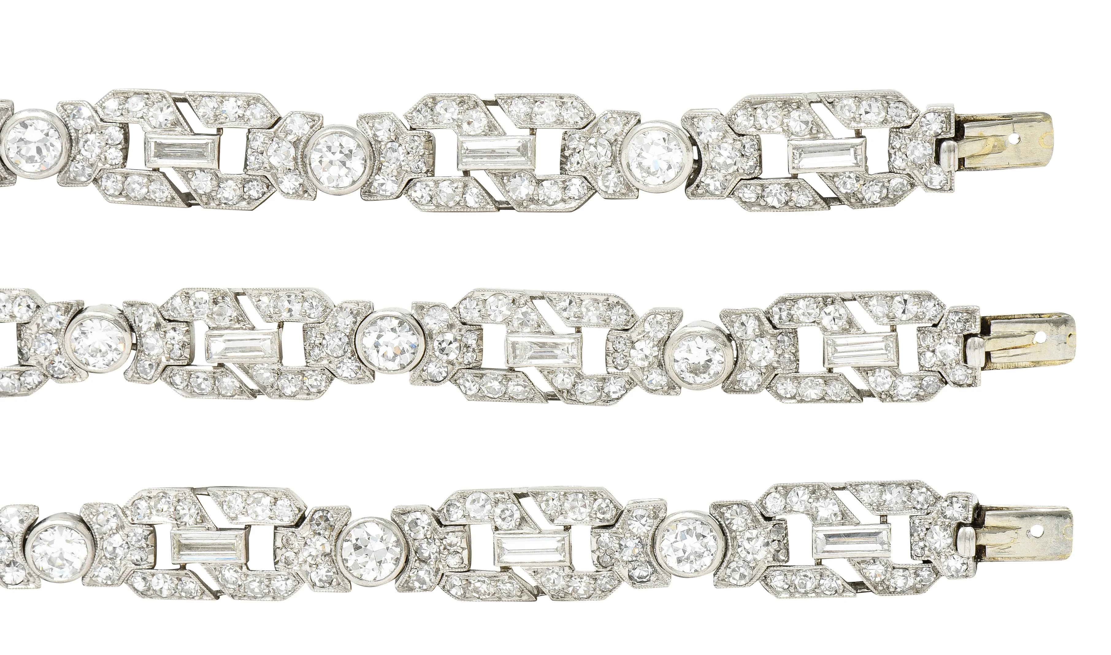 Substantial Art Deco 22.84 CTW Old European & Baguette Cut Diamond Platinum Convertible Infinity Necklace Bracelet Set