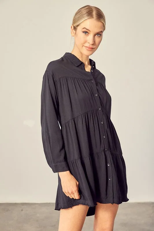 Tiered Mini Shirtdress