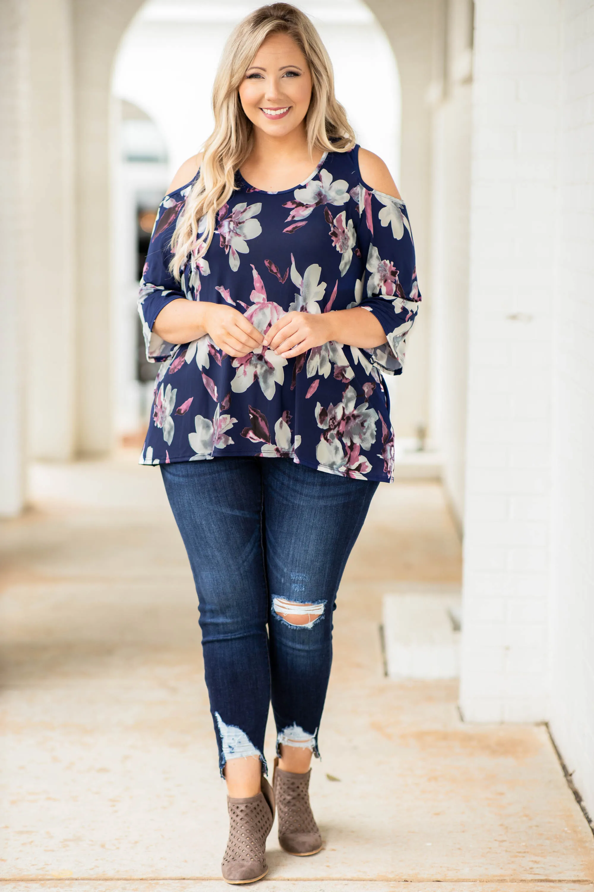 Twirl And Flow Top, Navy