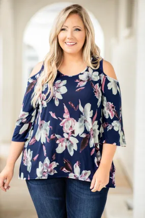 Twirl And Flow Top, Navy