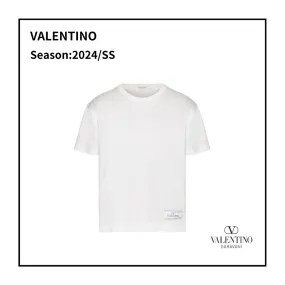 VALENTINO  |Unisex U-Neck Plain Cotton Short Sleeves Oversized Logo