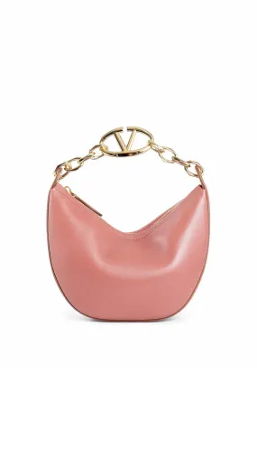 Vlogo Moon Mini Hobo Bag in Nappa Leather with Chain - Pink