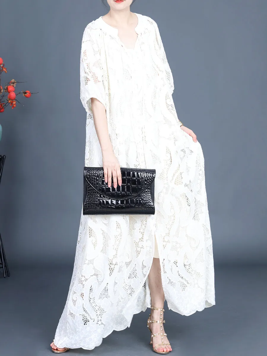 Women Summer Artsy Cutout Lace Maxi Dress KL1050