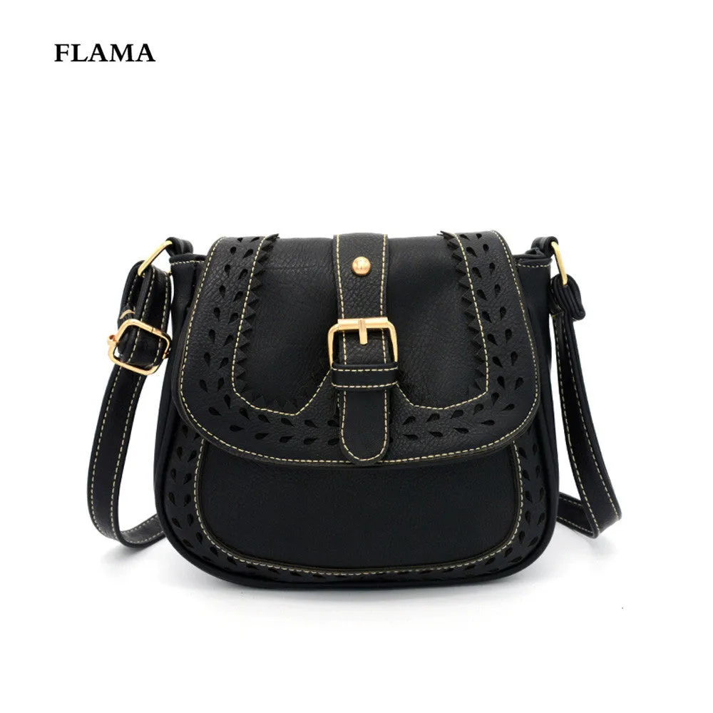 Women Vintage Hbag Hollow Out zipper Leather Messenger bags Saddle Shoulder Bag Ladies clutch Bolsos Mujer