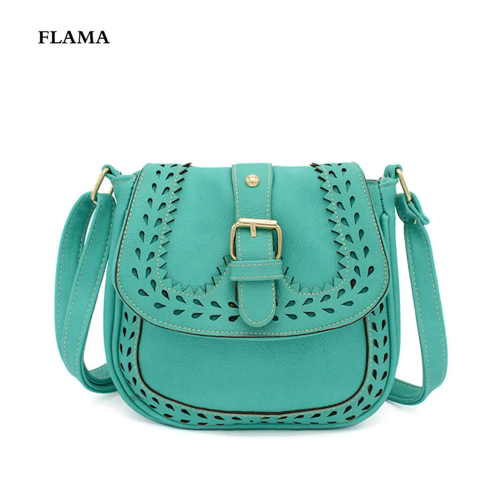 Women Vintage Hbag Hollow Out zipper Leather Messenger bags Saddle Shoulder Bag Ladies clutch Bolsos Mujer